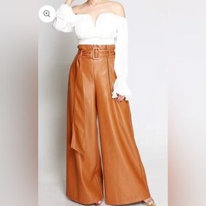 🍁🍂Autumn Butterscotch Wide Leg Leather Pants🍁